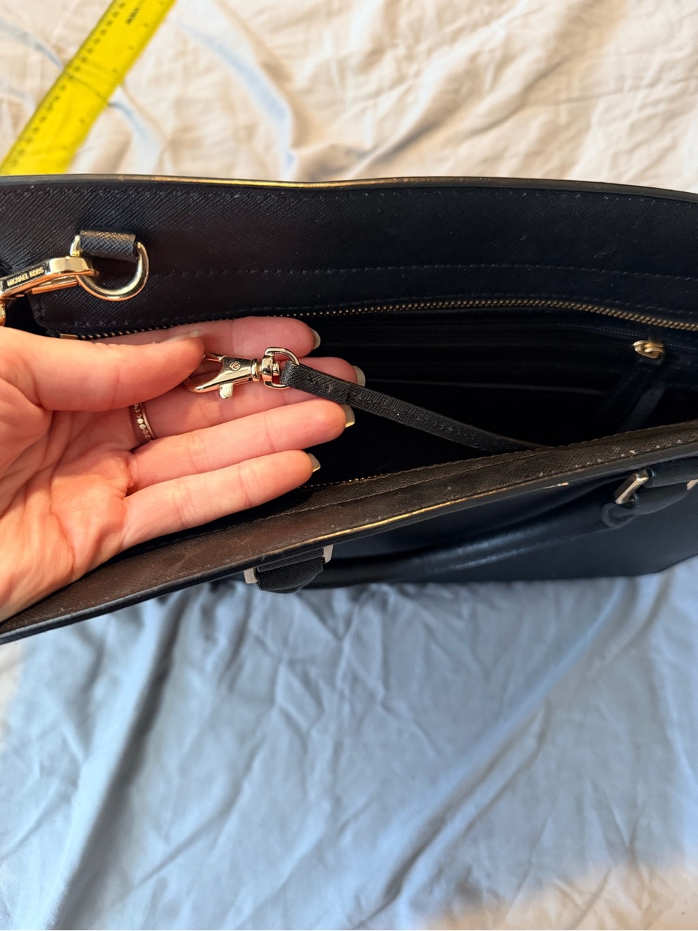 Michael Kors Black Saffiano Leather Tote with Gold Hardware - Picture 5 of 10